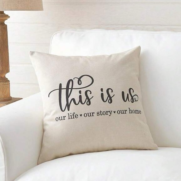 This is Us Screen print Faux Linen Toss Pillow Cover - Picture 1 of 5